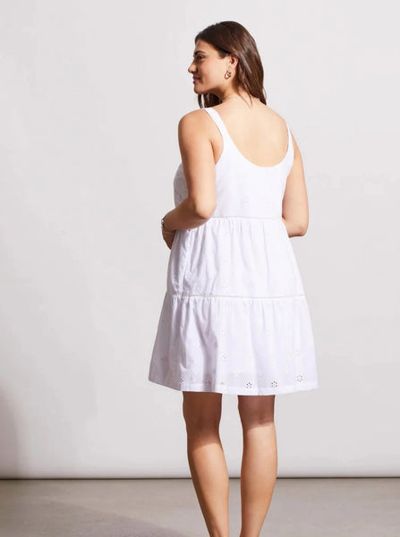 Sleeveless Tiered Dress With Lining [White-1668O]