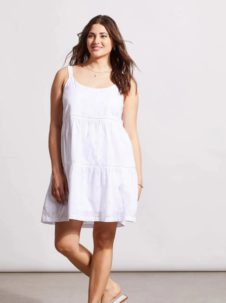 Sleeveless Tiered Dress With Lining [White-1668O]