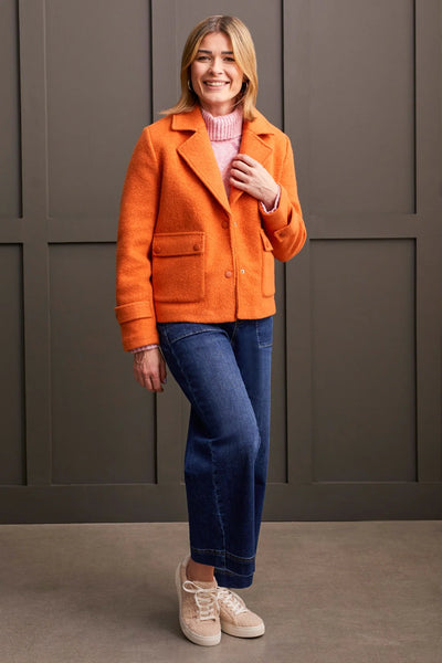 Snap Front Peacoat [Burnt Orange-5581O]