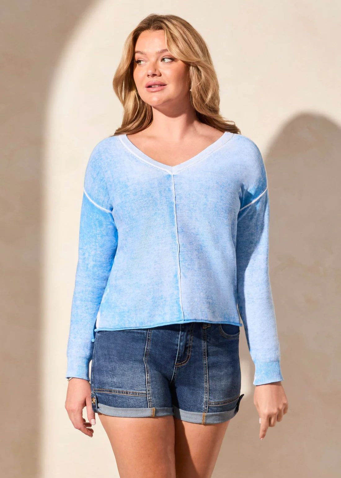 Long Sleeve V-Neck Sweater [Sailboat-5394O]