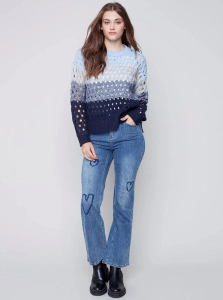 Straight Leg Jean With Heart Embroidery [Medium Blue-C5434]