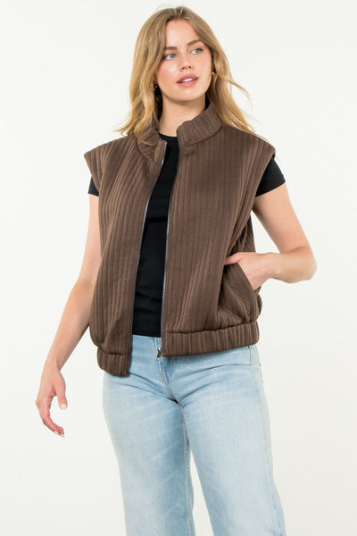 Striped Zip Up Vest [CT-WCT2679]