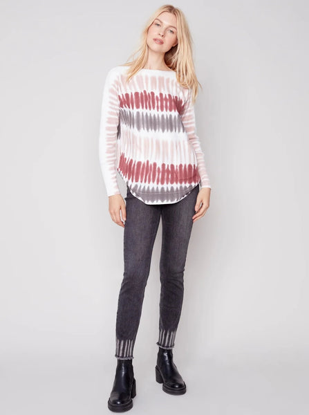 Sweater With Criss Cross Sleeve Detail [Raspberry-C2380]