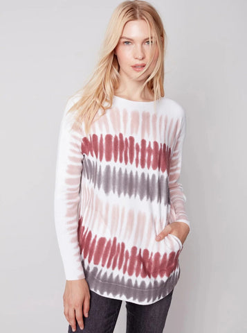 Sweater With Criss Cross Sleeve Detail [Raspberry-C2380]