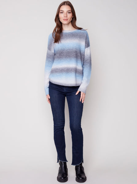 Sweater With Detachable Scarf [Denim Ombre-C2420]