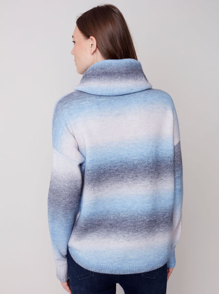 Sweater With Detachable Scarf [Denim Ombre-C2420]