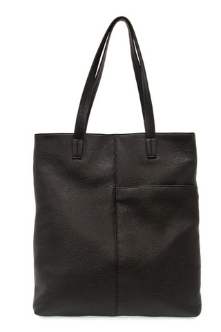 Tabitha Front Slip Pocket Magazine Tote [Black-L8248]