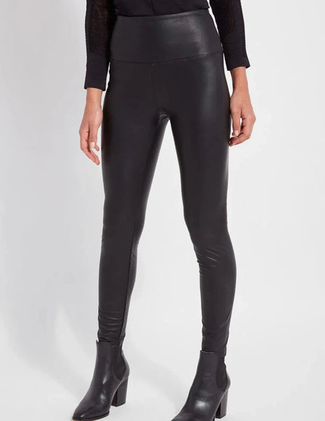 Textured leather Legging [10-2384-M8-Kohl Black]