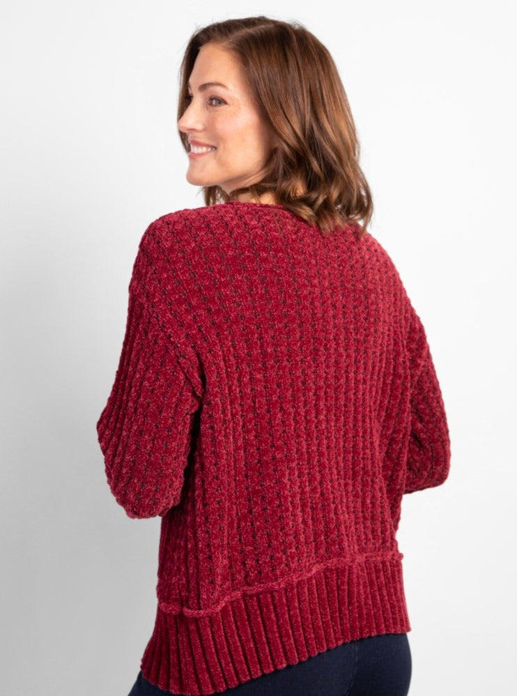 Tweedy Chenile Pullover [Cranberry-87735]