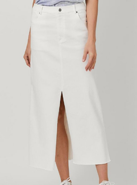 Washed Front Slit Skirt [Off White-60507]