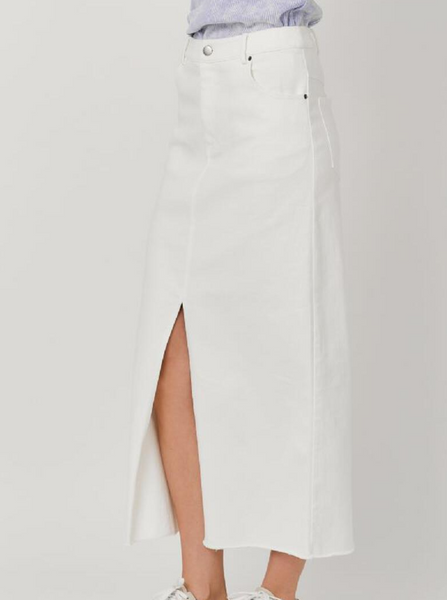 Washed Front Slit Skirt [Off White-60507]