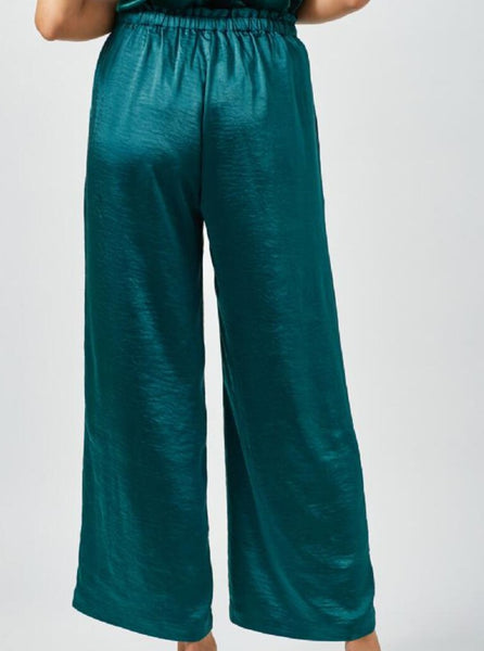 Wide Leg Satin Pants [Teal-60204]