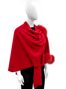 Wool Knit Wrap With Pull Through Loop [Red-Wrim31]
