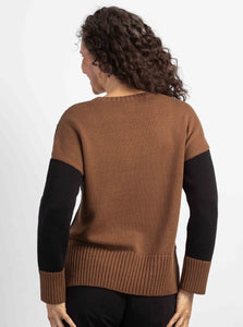 Ying Yang Color Block Pullover [Chocolate-81211]