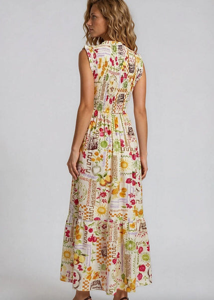 Smocked Bodice Maxi Dress [Multi-TD-10626]