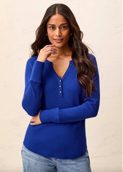 Henley Top W Buttons [H Electric Blue-5899O]