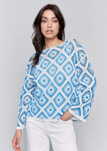 Crochet Boat Neck Long Sleeve Top [Coastal-C4499]