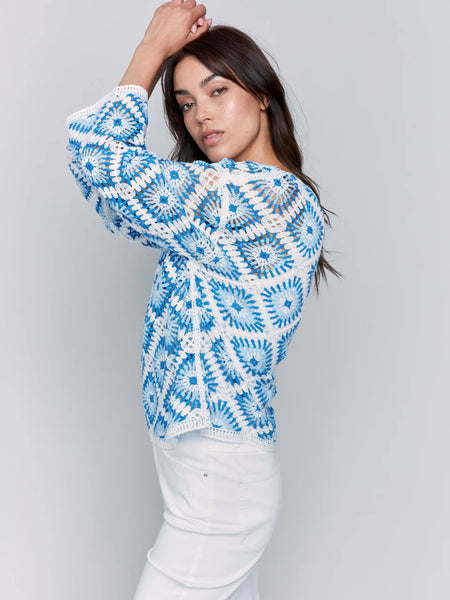 Crochet Boat Neck Long Sleeve Top [Coastal-C4499]