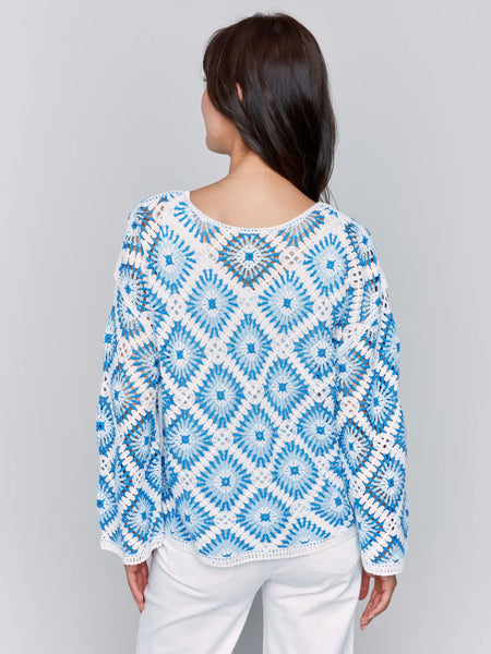 Crochet Boat Neck Long Sleeve Top [Coastal-C4499]