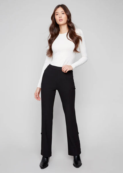 Gusty Crepe Flare Pant [Black-C5682]