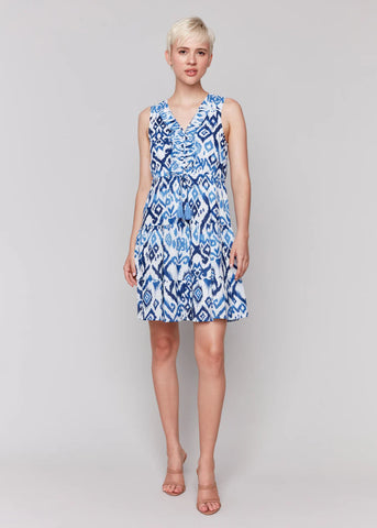Printed Sleeveless Ruffle Dress [Ikat-C3177]