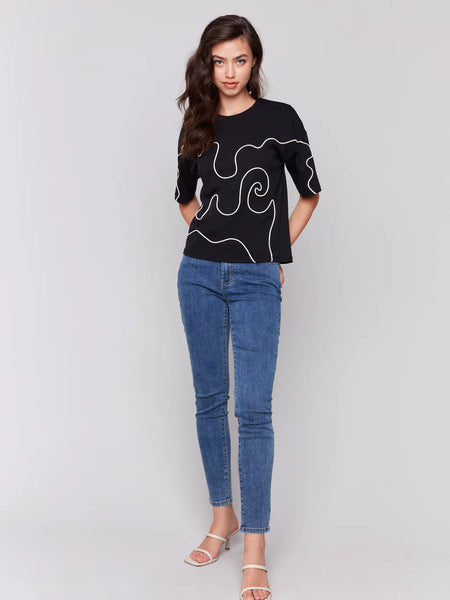 Short Sleeve Crew Neck Tee [Black-C1387]