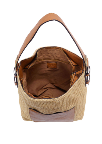 Straw Top Zip Hobo [Natural-L8325]