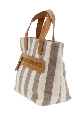 Awning Stripe Mini Canvas Tote [Neutral-L8285]