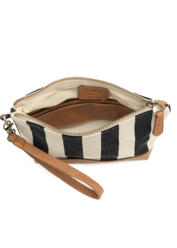 Awning Stripe wristlet [Black-L8283]