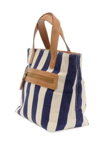 Awning Stripe Mini Canvas Tote [Navy-L8285]