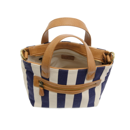 Awning Stripe Mini Canvas Tote [Navy-L8285]