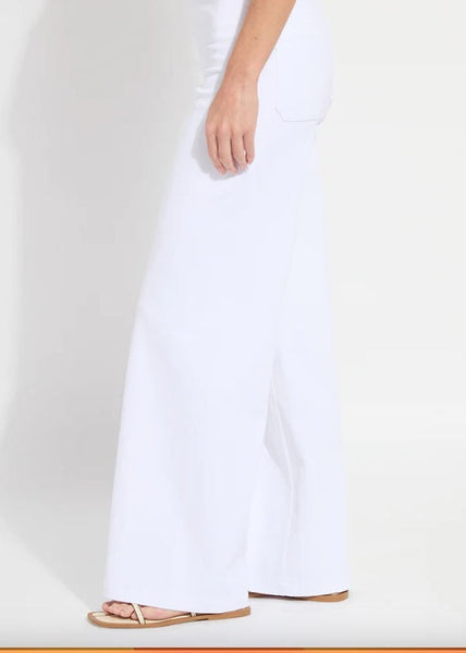 Erin High Waist Long Embroidered Denim Pat [10-3850-M9]