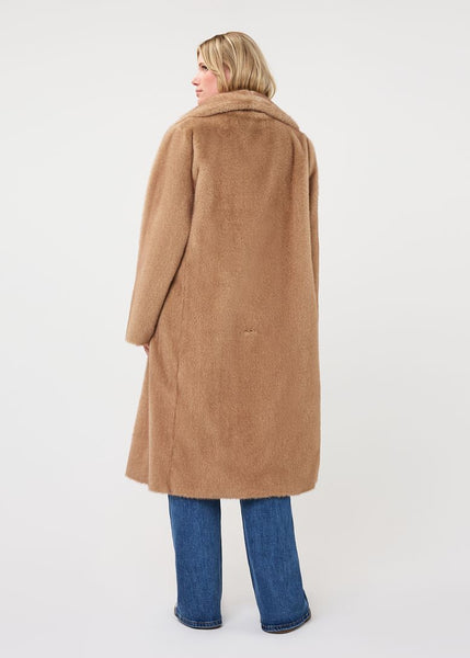 Coat Shawl Collar Faux Fur [Beige-F2637521]