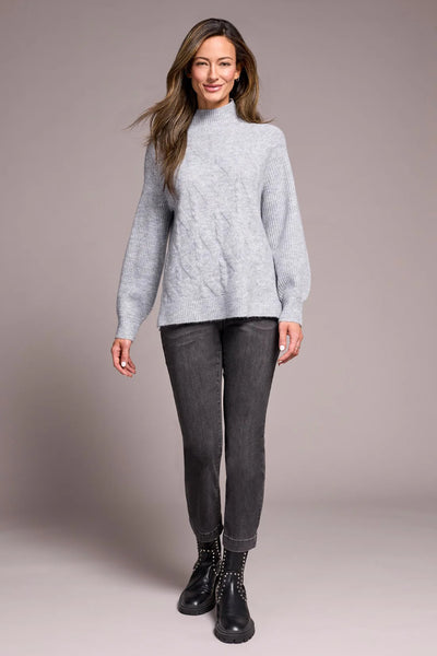 Long Sleeve Mock Neck Sweater [Gray-2322O]
