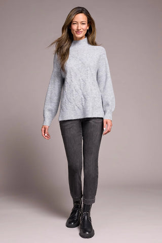 Long Sleeve Mock Neck Sweater [Gray-2322O]
