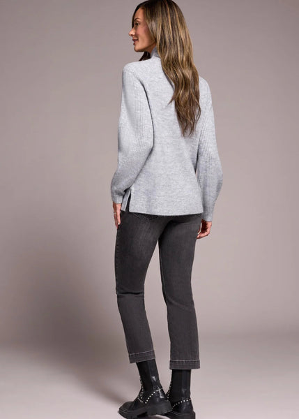 Long Sleeve Mock Neck Sweater [Gray-2322O]