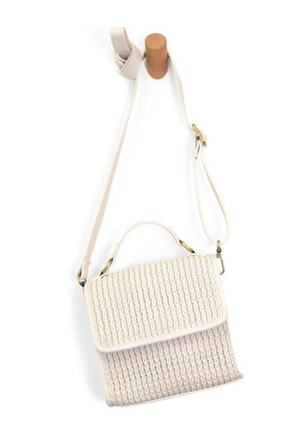 Freya Top Handle Flap Crossbody Braided Bag [White-L8269]