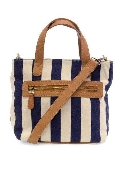 Awning Stripe Mini Canvas Tote [Navy-L8285]