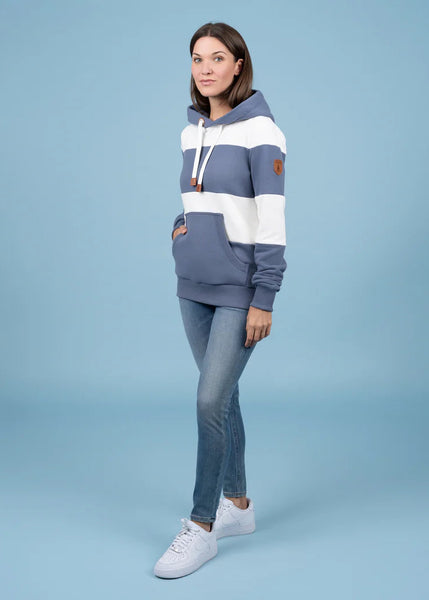 Lilia Color Block Hoodie [Grey Blue-5687]