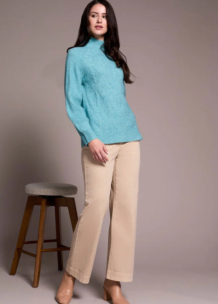 Long Sleeve Mock Neck Sweater [Mist Blue-2322O]