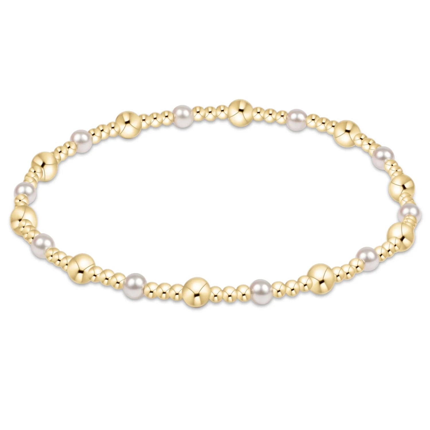 Classic Gold Sincerity Pattern 4MM Bead Bracelet Pearl [BCLGSINP4PE]
