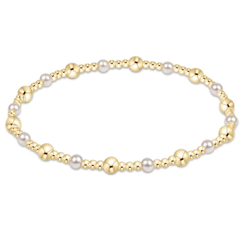 Classic Gold Sincerity Pattern 4MM Bead Bracelet Pearl [BCLGSINP4PE]
