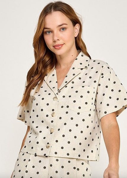 Polka Dot Top [Taupe-TT10683-6]