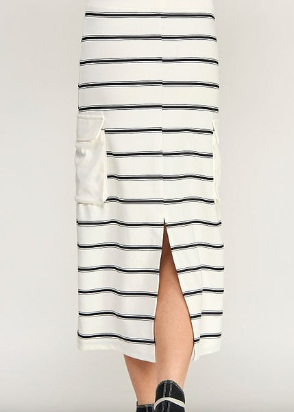 STRIPED CARGO SKIRT [Ivory-TS-10368]