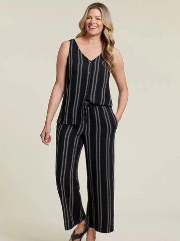 Pull On Flowy Crop Pant [Black/White-7704O]