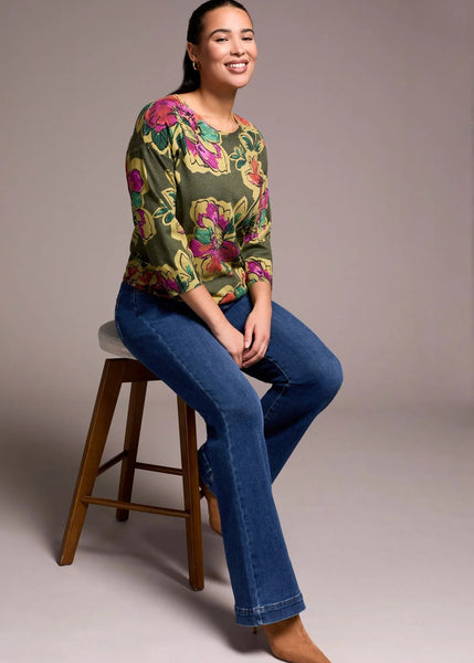 Audrey Pull On Flare Denim Pants [Faded Blue-5860O]