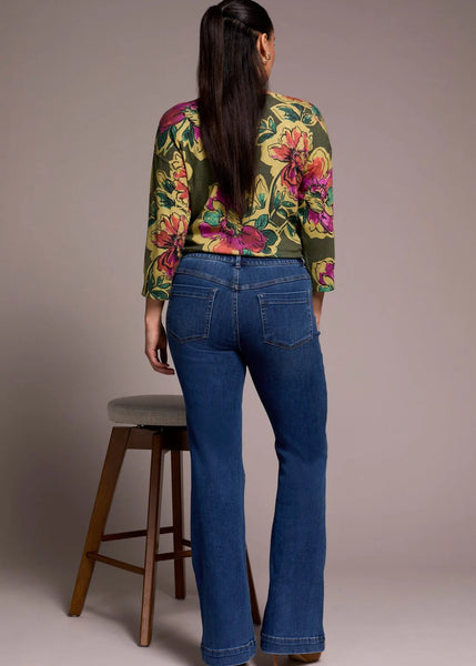 Audrey Pull On Flare Denim Pants [Faded Blue-5860O]