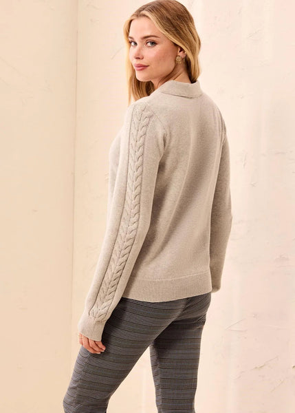 Long Sleeve Polo Sweater [Lt Grey Mix-3214O]
