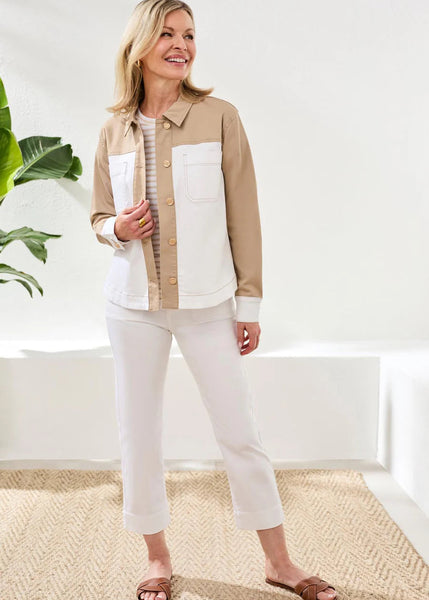 LS Button Front Color Block Jacket [Beach-3113O]