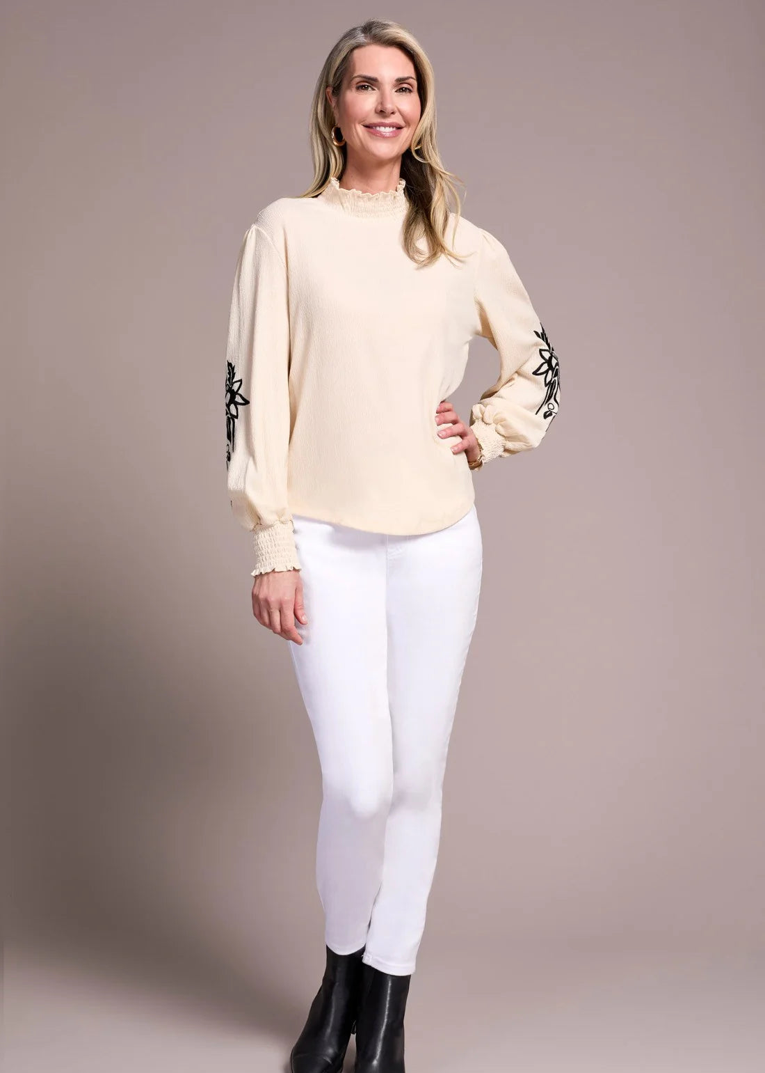 Long Sleeve Mock Neck Top [Moonstone-2341O]